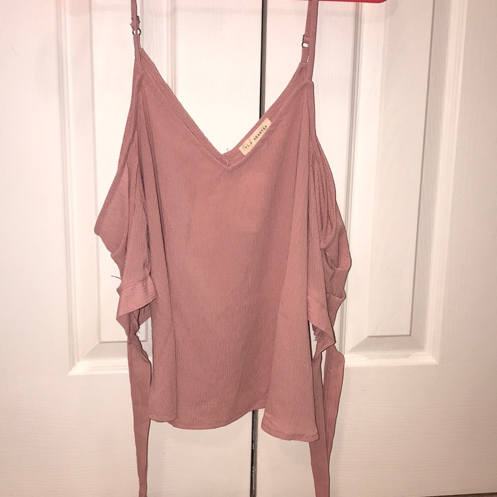 pink pacsun flows cold shoulder shirt